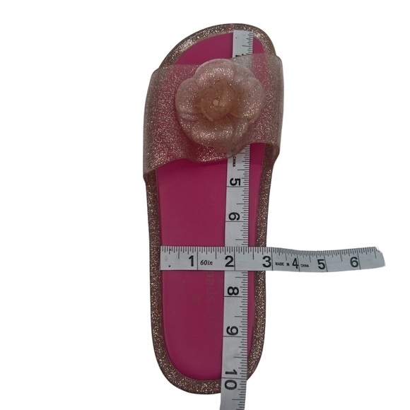Kate Spade Pink Glitter Floral Jelly Slide Sandals Size 10 Women's - Picture 8 of 9